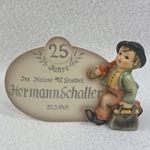 M.I. Hummel 187 M.I. Hummel Plaque In English,  Hermann Schaller, 25.3.1965, 25 Years of Service, Tmk 4