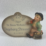 M.I. Hummel 187 M.I. Hummel Plaque In English, 25 Jahre Im Hause W. Goebel, Ingeborg Dressel, 11.4.1964, Tmk 4