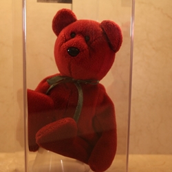 Teddy (cranberry, new face), Bear, 2nd Generation, Type 1, 1st Tush Tag