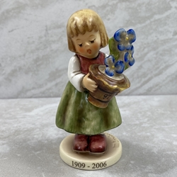 M.I. Hummel 341 3/0 Birthday Present, 1909 - 2006, with Flowers Backstamp, Tmk 8