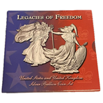 Legacies of Freedom Silver Coin Set, $1 US Eagle & 2£ UK Britannia, 1 Oz Coins