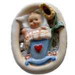 Hummel 138 Tiny Baby in Crib, Boy