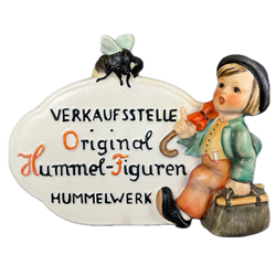 Hummel 205 German Language Dealer Plaque, White, Tmk 1/3