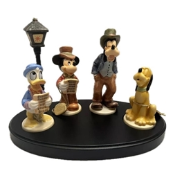 Goebel Harmony In Four Parts, Five Piece Set, MICKEY MOUSE (17 382 11), DONALD DUCK (17 384 10, GOOFY (17 383 13), PLUTO (17 385 09), STAND W/ LAMP POST, Tmk 6