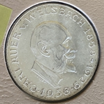 1958 Austria, 25 Schilling Auer von Welsbach, KM# 2884, ASW: 0.3344oz