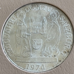 1974 Austria, 50 Schilling Salzburg Cathedral, KM# 2921, ASW: 0.4115oz