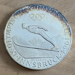 1964 Austria, 50 Schilling Olympische Winterspiele, KM# 2896, ASW: 0.5787oz