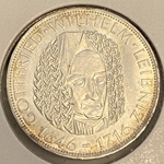 1966-D Germany, 5 Deutsche Mark Wilhelm Leibniz, KM119