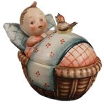 Mel 6 Child in Bed Candy Dish, Tmk 1