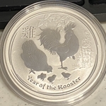 2017 Australia, Lunar Year of the Rooster, .9999 Silver 1 oz $1