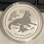 2018 Australia, Lunar Year of the Dog, .9999 Silver 1 oz $1