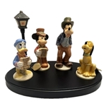 Goebel Harmony In Four Parts, Five Piece Set, MICKEY MOUSE (17 382 11), DONALD DUCK (17 384 10, GOOFY (17 383 13), PLUTO (17 385 09), STAND W/ LAMP POST, Tmk 6