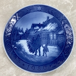 Royal Copenhagen Christmas Plate, 1980 Bringing home the Christmas Tree