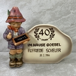 M.I. Hummel 460 Goebel Authorized Retailer Plaque, 40 Years of Service, Elfriede Scheler 20.2.1986, Tmk  6