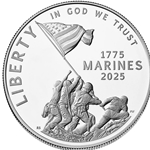 2025 U.S. Marine Corps 250th Anniversary, Proof Silver Dollar