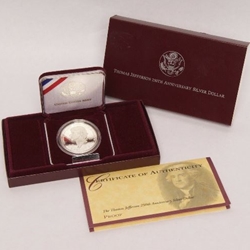 1993-S Thomas Jefferson 250th Anniversary Commemorative Proof Silver Dollar