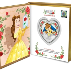 2021 Niue Disney Beauty and the Beast 30th Anniversary 1oz Heart Silver Coin Wanted Sold $299.99