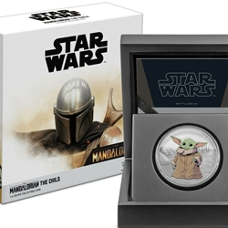 2021 Niue Star Wars Mandalorian THE CHILD 1 oz Colorized Silver Coin Yoda Grogu Wanted Sold $224.99