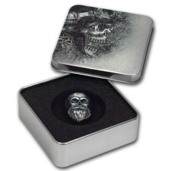 2019 Palau Antiqued Biker Skull 1 oz .999 Silver Coin Wanted Sold $265.00