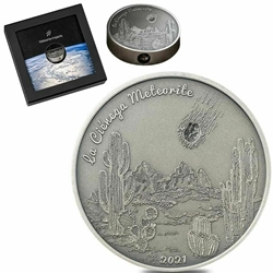 2021 Cook Islands La Cienega Meteorite 1 oz .999 Silver Coin w/Real Meteor Inlay Wanted Sold $130.00