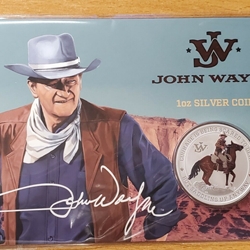 2021 Tuvalu John Wayne The Duke 1 oz Silver Colorized Coin in Card Sell $75.00