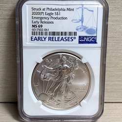 2020-P American Eagle Silver One Ounce Certified / Slabbed MS69