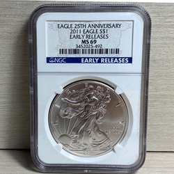 2011 American Eagle Silver One Ounce Certified / Slabbed MS69