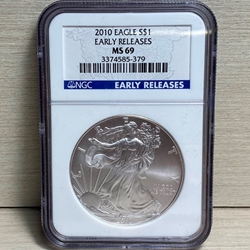 2010 American Eagle Silver One Ounce Certified / Slabbed MS69