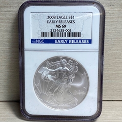 2008 American Eagle Silver One Ounce Certified / Slabbed MS69