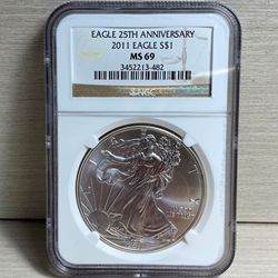 2011 American Eagle Silver One Ounce Certified / Slabbed MS69