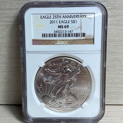 2011 American Eagle Silver One Ounce Certified / Slabbed MS69