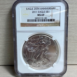 2011 American Eagle Silver One Ounce Certified / Slabbed MS69