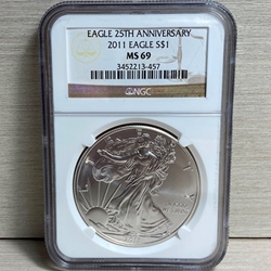 2011 American Eagle Silver One Ounce Certified / Slabbed MS69