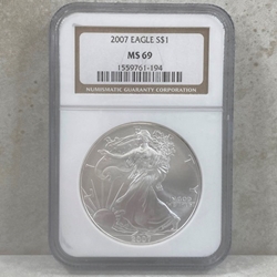 2007 American Eagle Silver One Ounce Certified / Slabbed MS69