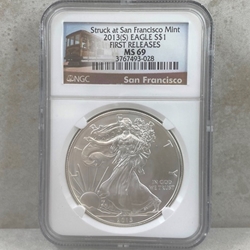 2013-S American Eagle Silver One Ounce Certified / Slabbed MS69