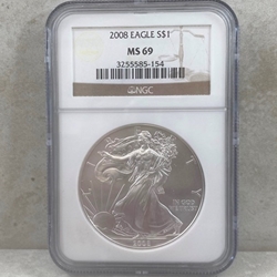 2008 American Eagle Silver One Ounce Certified / Slabbed MS69