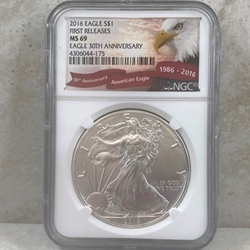 2016 American Eagle Silver One Ounce Certified / Slabbed MS69