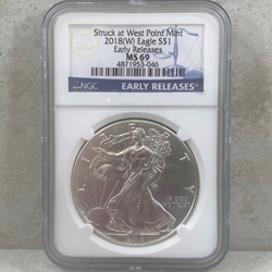 2018-W American Eagle Silver One Ounce Certified / Slabbed MS69