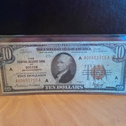 National Bank Note, Boston, Massachusetts, 1929, $10.00