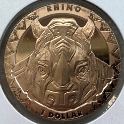 2019, 1 Dollar Big Five Series Rhino, Republic of Sierra Leone