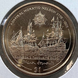 2005, 1 Dollar - Elizabeth II Nelson’s favorite Ships, British Virgin Islands