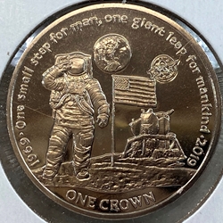 2017, 1 Crown - Elizabeth II First man on the moon, Ascension Island