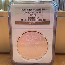 2013-S American Eagle Silver One Ounce Certified / Slabbed MS69