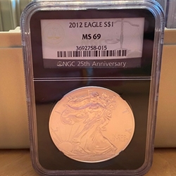 2012 American Eagle Silver One Ounce Certified / Slabbed MS69