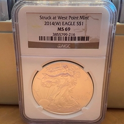 2014-W American Eagle Silver One Ounce Certified / Slabbed MS69