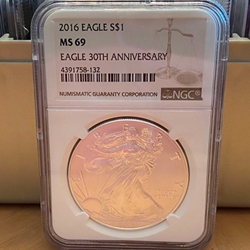 2016 American Eagle Silver One Ounce Certified / Slabbed MS69