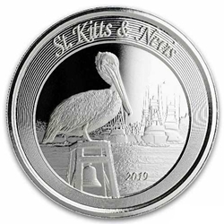 2019 Saint Kitts and Nevis, 2 Dollars - Elizabeth II Brown Pelican