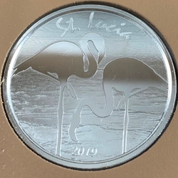 2019 Saint Lucia, 2 Dollars - Elizabeth II Pink Flamingos