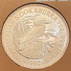 1990 Australia,  5 Dollars - Elizabeth II 3rd Portrait - Australian Kookaburra