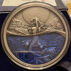 2022 Chad, 10,000 Francs - Mermaid Under the Moon, 2 Oz Silber